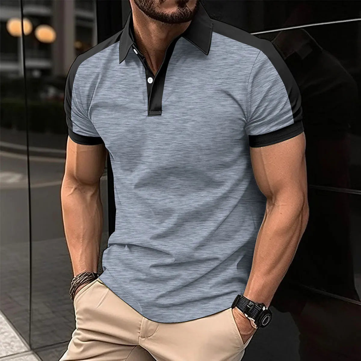 Stylish Men's Casual Color-block Polo Shirt