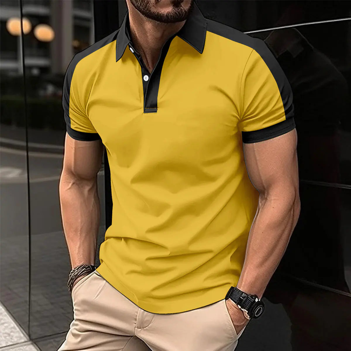 Stylish Men's Casual Color-block Polo Shirt