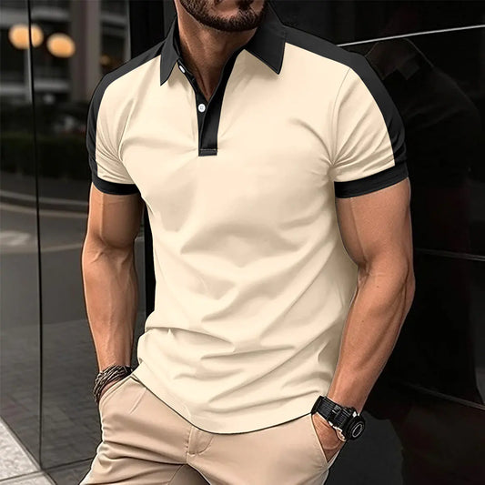 Stylish Men's Casual Color-block Polo Shirt