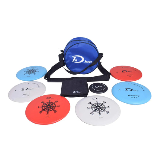 Starter Disc Golf Set - Golf Discs Set - Includes Blue 1 x Starter Disc Golf Bag 2 x Fairway Driver 2 x Midrange Disc 2 x Putt & Approach