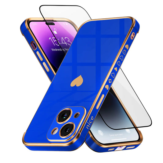 Jmltech Designed for iPhone 14 Plus Case Silicone for Women Girls Cute Soft Liquid Silicone Camera Protection Protective Lovely Heart Phone Cases for iPhone 14 Plus Sapphire Blue